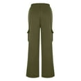 thumbnail image 6 of FRSASU Women High Waisted Wide Leg Cargo Pants Solid Color Loose Casual Trendy Work Trousers with Pockets Green, 6 of 8