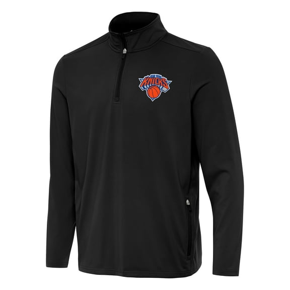 Men's Antigua  Black New York Knicks Perilous Quarter-Zip Sweatshirt