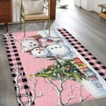 thumbnail image 3 of Rectangle Area Rugs 2.7 x 5 Ft, Pink Christmas Non-Slip Residential Carpet, Xmas Tree Snowman Bear Snowfall Plaid Indoor Crawling Mats Runner Rugs for Living Room/Dining Room/Bedroom, 3 of 8