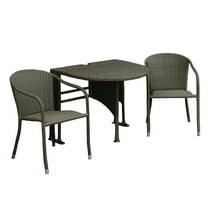 Blue Star Terrace Mates Adena, 3-Piece All Weather-Wicker Table and Chair Set  with Half-Round Table & Stacking Chairs, Coffee
