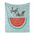 thumbnail image 1 of Saying Soft Flannel Fleece Throw Blanket, Doodle Illustration of Just Chill Typography with Watermelon Slices, Cozy Plush for Indoor and Outdoor Use, 70" x 90", Multicolor, by Ambesonne, 1 of 6