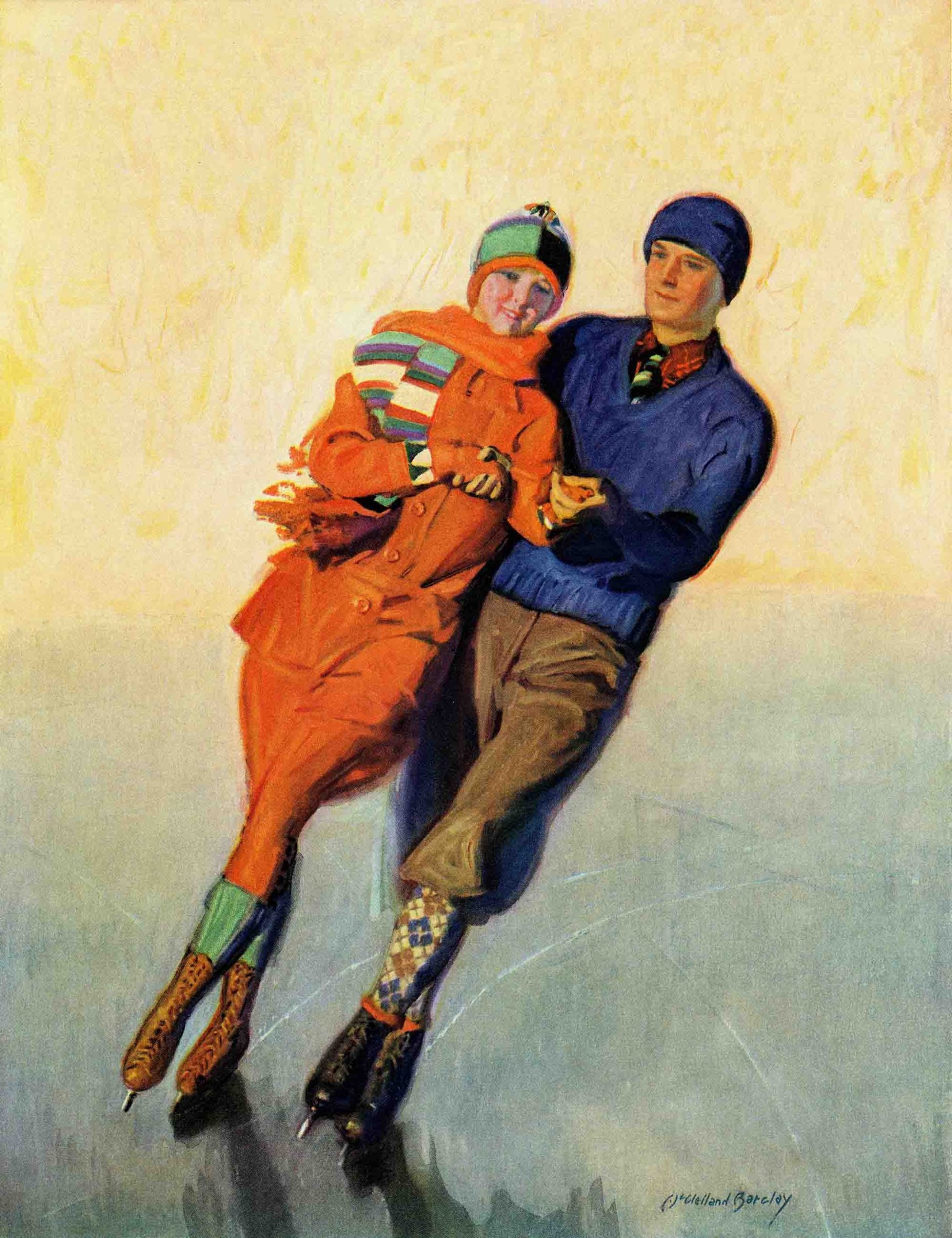Marmont Hill Skating Couple by McClelland Barclay Painting Print on Canvas