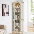 thumbnail image 2 of S-HOME Lighted Glass Display Curio Cabinet in White with Tempered Glass Doors and Crown Design for Living Room Storage, 2 of 14