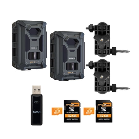 Spypoint Force-24MP Non-Cellular Trail Camera (2 Pack) Bundle with 32GB Memory Card Mounting Arm and Card Reader (7 Items)