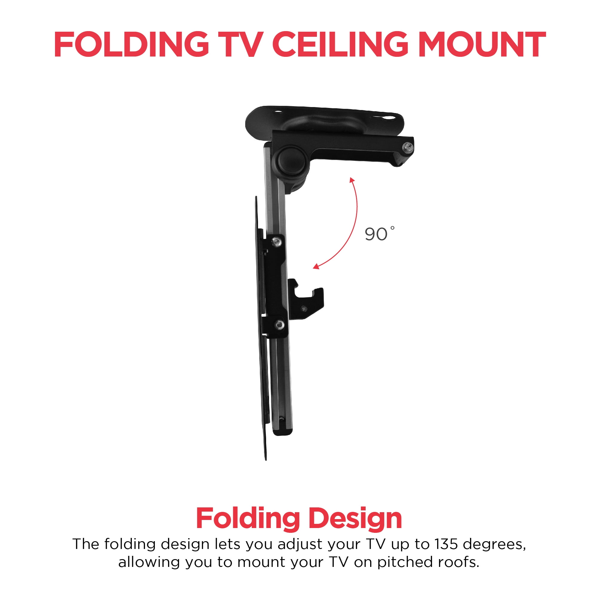 Ematic Black Folding Tv Ceiling Mount For Tvs 17 32 Com