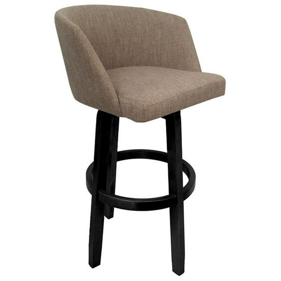 Extra Tall Swivel Wood Bar Stool 34" Joey - Vivian - Basin Beige Fabric - Black