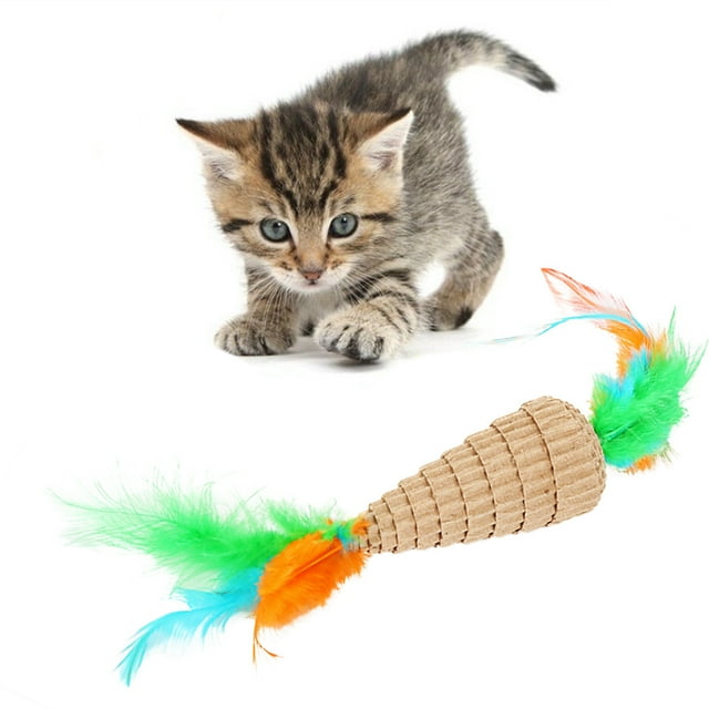 Cat Feather Toy Corrugated Paper Multicolor Kitten Interactive Toy Cat Teaser