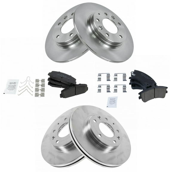 TRQ Front and Rear Brake Pad & Rotor Kit Brake Pads Brake Rotor Ceramic Fits Select 2003-2005 Mazda 6