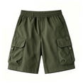 thumbnail image 5 of QIUOMBBP Boys' Wide Leg Cargo Shorts Solid Color Knee Length Short Pants with Multi Pockets Summer Sports Pants Green 12-13Years, 5 of 9