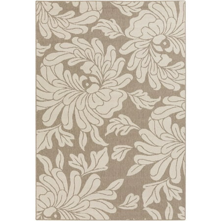 7.5' x 10.75' Flowery Foundation Taupe Beige and Dutch White Shed Free Area Throw