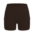 thumbnail image 6 of Women's Soft Fabric Yoga Shorts High Waist Tummy Control Elastic Waist Pockets Compression Fit Athletic Gym Fitness Running Cycling Outdoor Workout Plus Size | VerBelle,Brown 2XL, 6 of 8