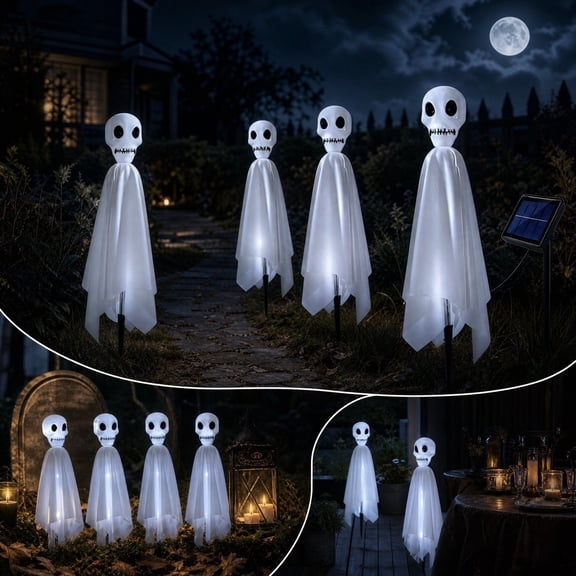 Solar Skeleton Ghost Ground Light 52cm Halloween Yard Garden Decor