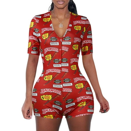 

Musuos Women Button Down Pajama Jumpsuit V-Neck Home Wear One Piece Pajama Overall Sleepwear