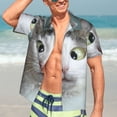 thumbnail image 7 of Pofeuu Funny Cat Print Hawaiian Shirt for Men Sleeves Casual Button Down Summer Beach Dress Shirts T-Shirts,, 7 of 7