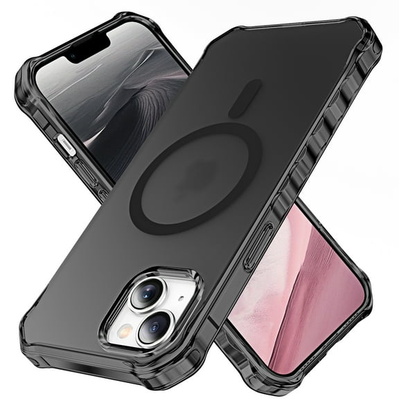ELEHOLD Case for iPhone 13, Shockproof Magnetic Matte Case with Wireless Charging Support,Black