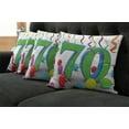 thumbnail image 5 of Ambesonne Green Throw Pillow Cover 4 Pack, Balloons and Curls, 18", Fern Green and Blue, 5 of 5