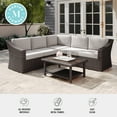thumbnail image 5 of Martha Stewart Indoor-Outdoor Modular Patio 5-Seat Sectional Sofa in Brown Rattan Wicker with Tan All-Weather Cushions, 5 of 11