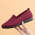 thumbnail image 6 of XIMIN Women's Knitted Flat Simple Solid Color Slip On Shoes Round Toe Lightweight Comfortable Loafers Footwear Casual Breathable Mesh Walking Shoes, 6 of 9