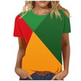 thumbnail image 1 of Tops de Manga Corta para las Mujeres de Ajuste Suelto, Día de la Independencia Negro Impreso, Cuello Redondo Suelto Superior, 1 of 5