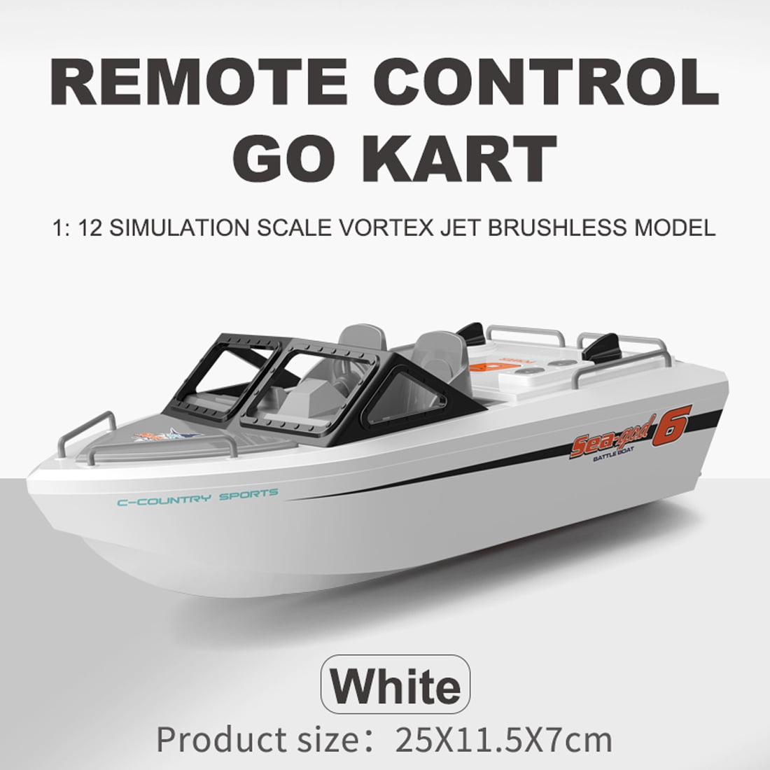 1/12 High Speed RC Jet Boat, Brushless Motor Watercraft Electric Remote Control Boat with Safe Internal Propeller, 2.4GHz 50m Range, Long Endurance Summer Water Toy (White)
