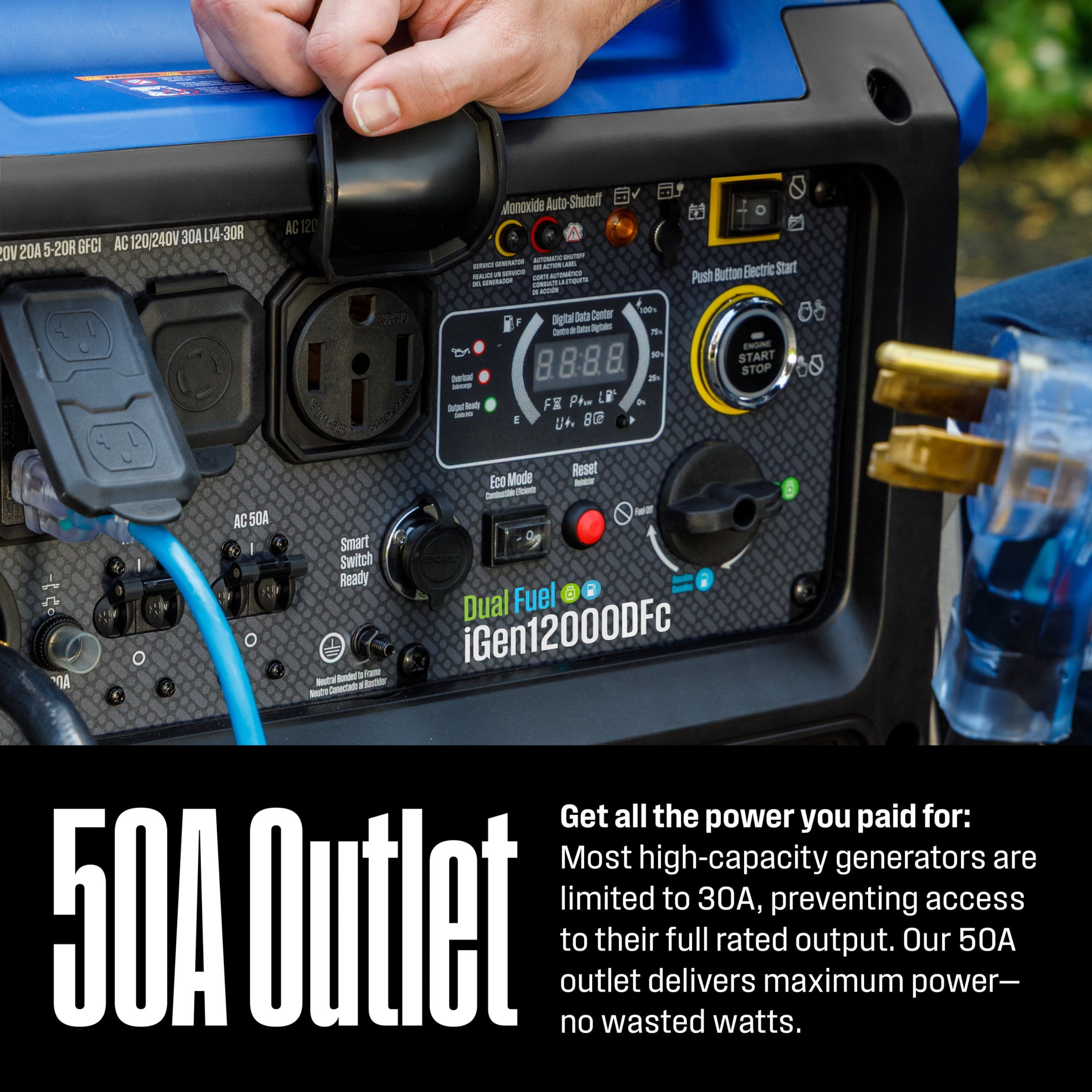 Westinghouse 12,000 Peak Watt Portable Inverter Generator, Dual Fuel, Remote Start with CO Sensor