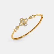 SILBERO INDIA The Alizeh Oval Bangle, An Exquisite Diamond Bangle in 18Kt Yellow Gold