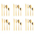 thumbnail image 1 of Gold Silverware Set, BuyGo 24-Piece Stainless Steel Camping Flatware Dinnerware Set for 6, Hand Polish, Dishwasher Safe, 1 of 4