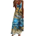 thumbnail image 2 of SMihono Robe Maxi Bohème d'Été pour Femmes Grande Taille Mode Femme Bretelles Taille Mi-Haute Col en V Sans Manches Rayée Imprimée Robe Longue de Plage, 2 of 5