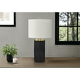 thumbnail image 4 of 24" Modern Table Lamp – Ribbed Black Concrete Base, Gold Accents, Ivory Linen Shade, 3-Way Switch (100W) – Contemporary Lighting for Living Room or Bedroom, 4 of 7