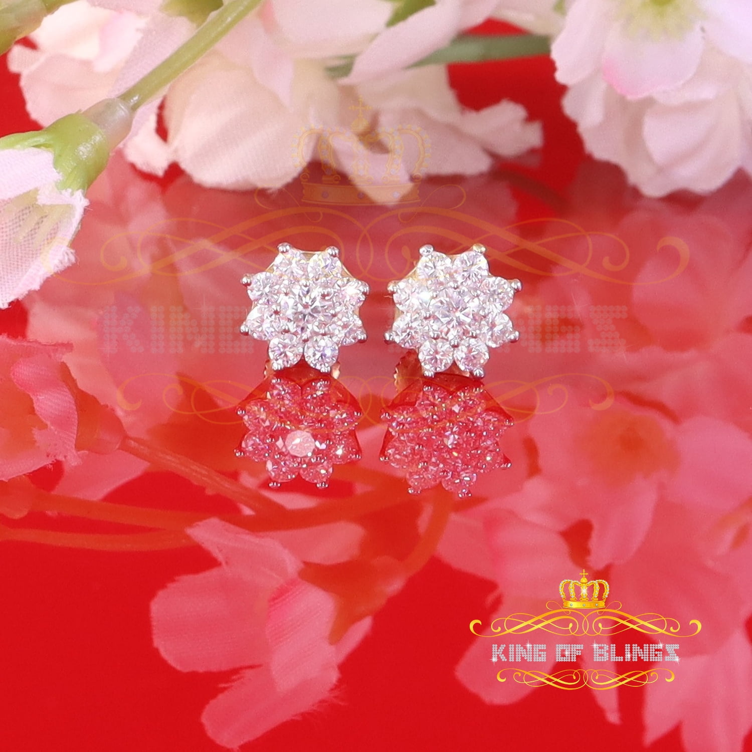 King of Bling's Men's/Womens 925 Silver White 1.00ct VVS 'D' Moissanite Round Stud Earrings
