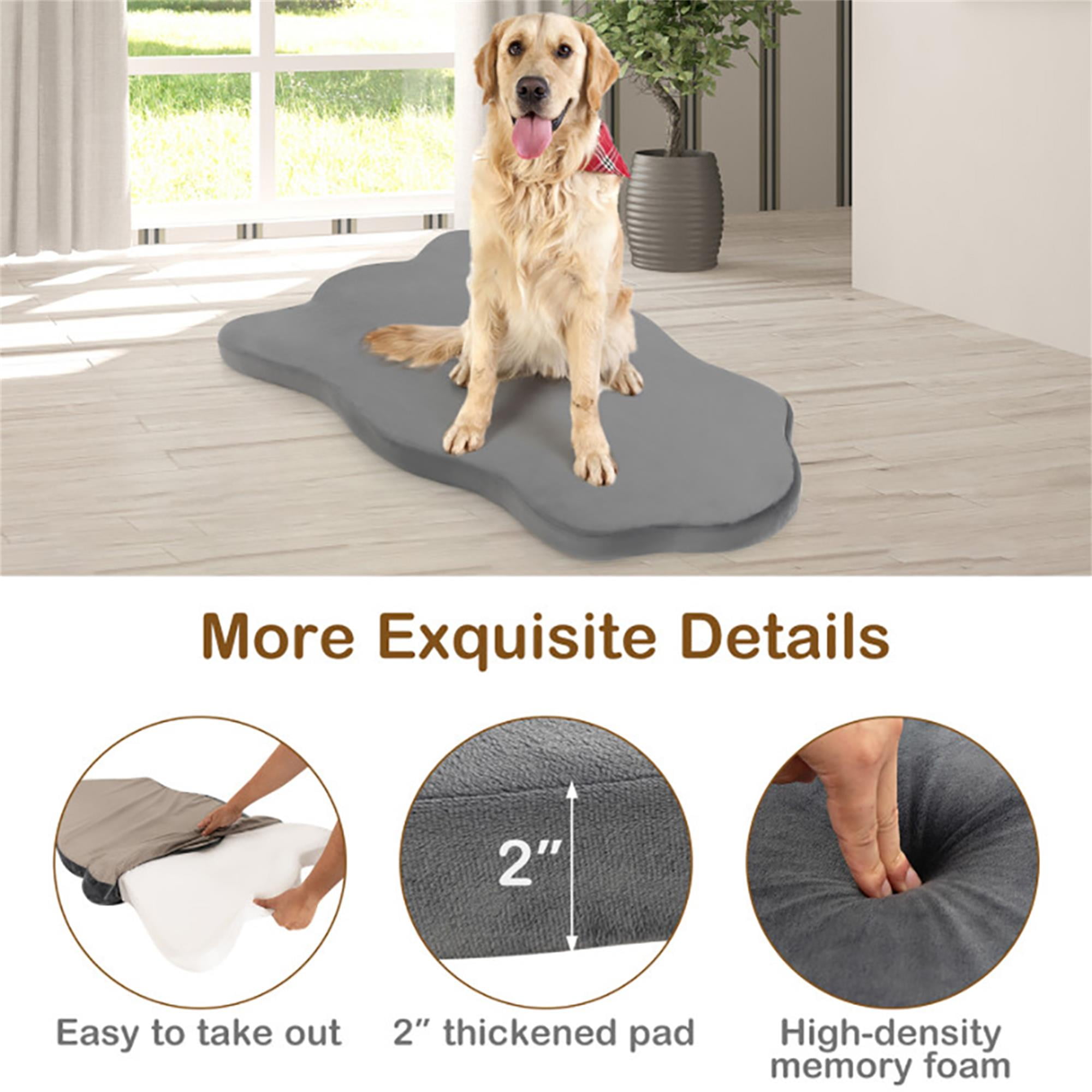 Kadyn 43" Orthopedic Dog Bed with Memory Foam Support for Large Dogs, 3" Thick Memory Foam Pet Bed with Removable Cover, Gray