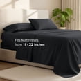 thumbnail image 3 of Bare Home 22" Extra Deep Pocket Sheet Set - Premium 1800 Collection - Ultra-Soft - Queen, Black, 3 of 9