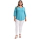 thumbnail image 2 of Blusas de Pascua para mujeres de talla grande Grace & Grandeur, con cuello en V, mangas 3/4, camisas elegantes y casuales, 2X azul lago, 2 of 5