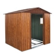 thumbnail image 4 of Garden Storage Shed, 6ft x 6ft Outdoor Metal Storage Shed with Metal Foundation ,With window, Coffee Outdoor Storage Shed,Iron Large Storage Shed, Garden & Outdoor Sheds, 4 of 10