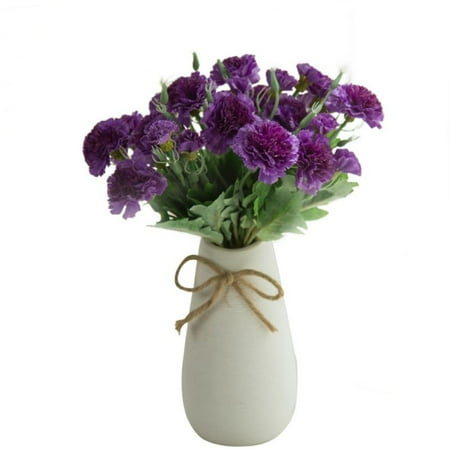 Glass Vase With Artificial Flowers 5 Branches 10 Heads Artificial Fake Floral Carnation Silk Flowers Bouquets Plants Decoration ()