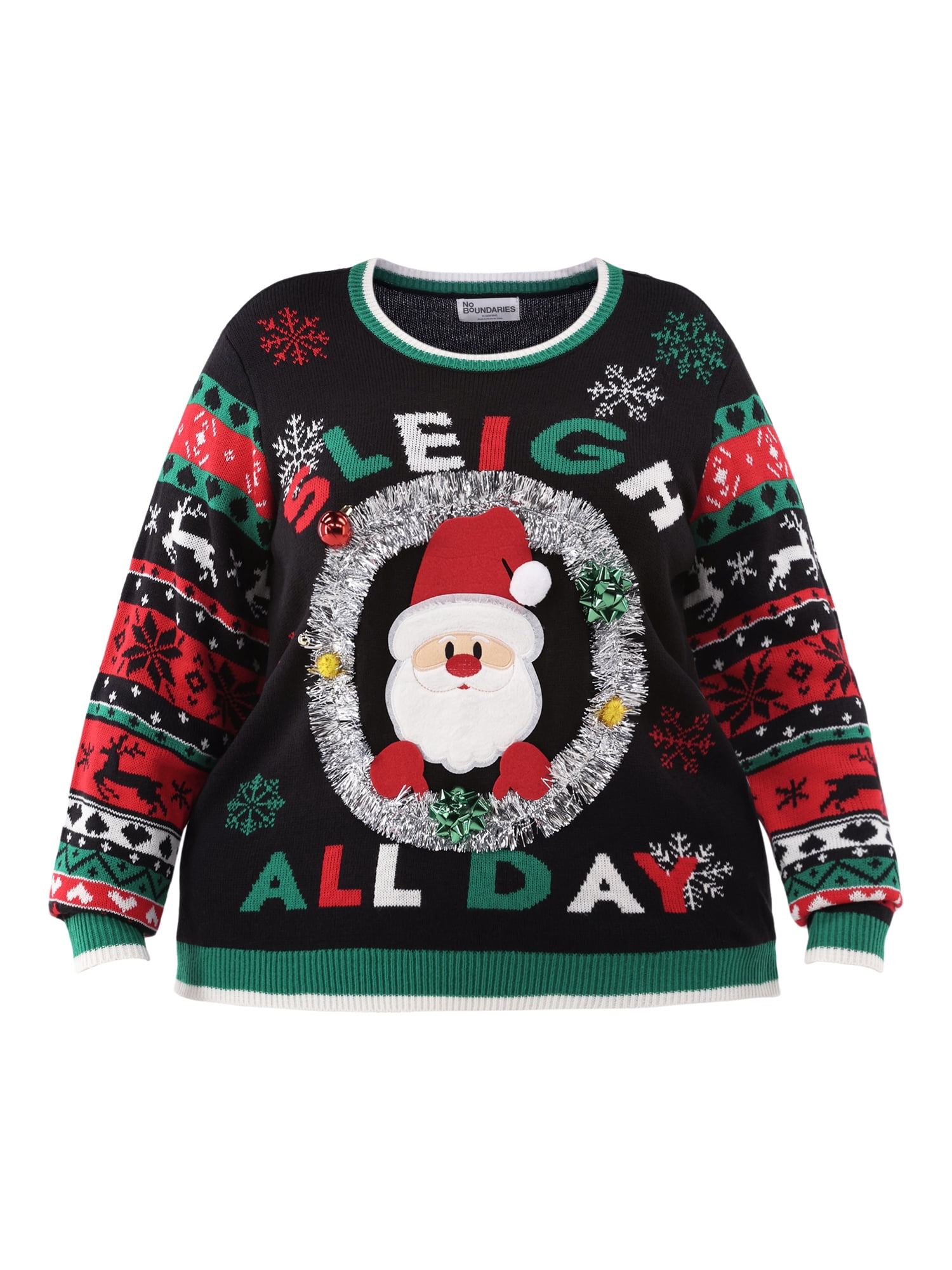 No Boundaries Christmas Sweater, Midweight, Women's and Women’s Plus
