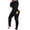 Black, variant on Women's Sexy Butt Button Back Flap Pjs Jumpsuit Sleepwear V Neck Long Sleeve Romper Pajamas Onesies