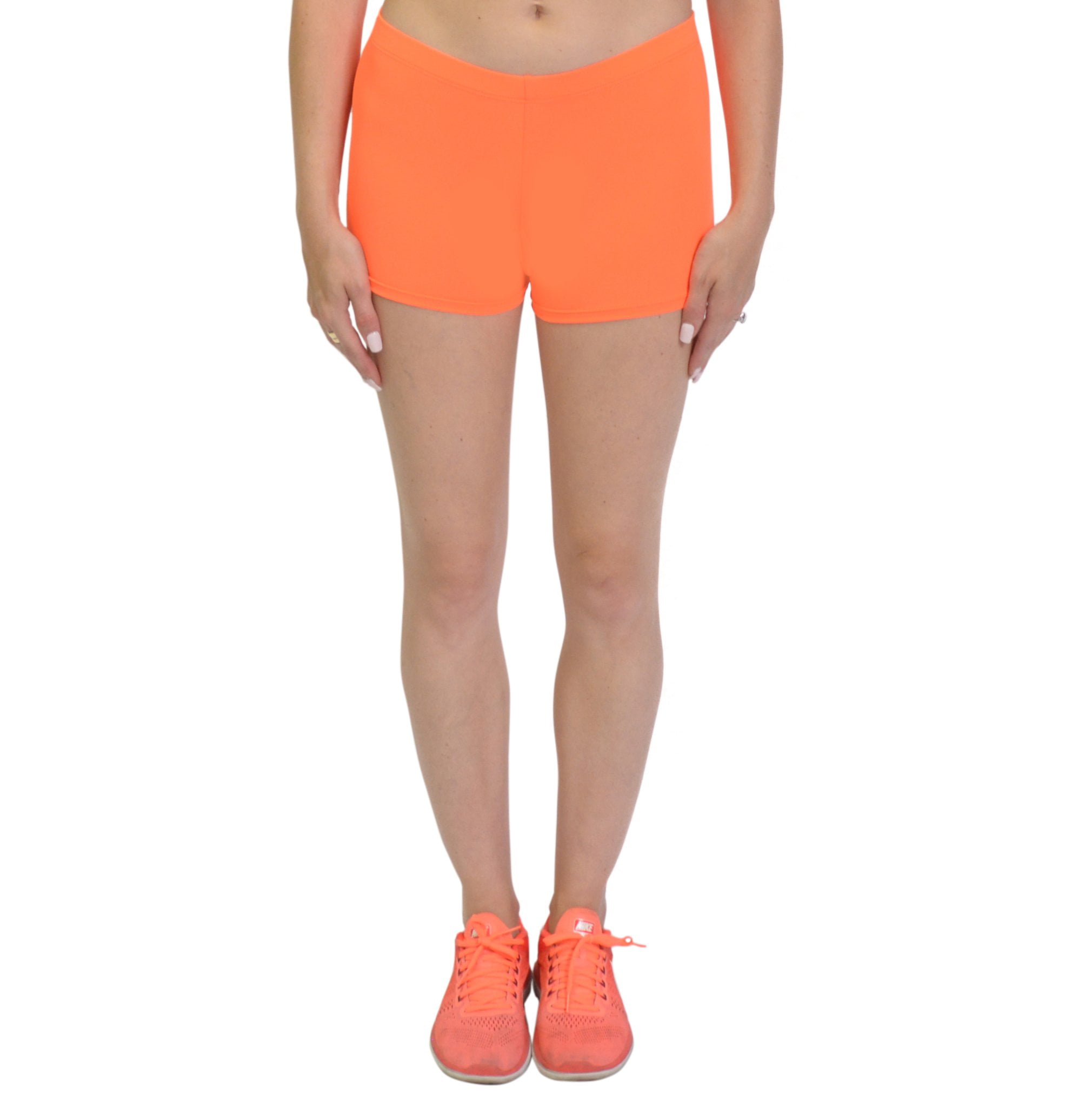 orange spandex shorts womens