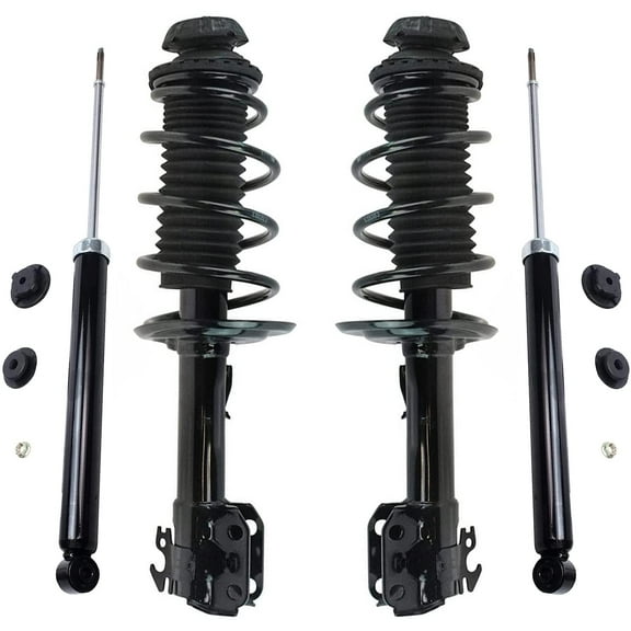 Detroit Axle - Struts Shocks for 2006-2012 Toyota Yaris Complete 2 Front Struts w/Coil Spring 2 Rear Shock Absorbers 2007 2008 2009 2010 2011 Replacement Ready Struts Shocks Assembly