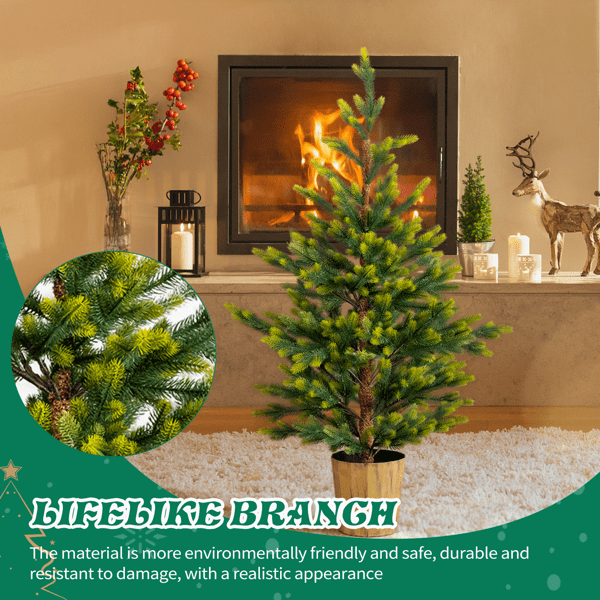 2-Pack 4FT Potted Christmas Trees, Realistic Dual-Tone Green, 119 Branch Tips/Tree, for Entryways, Walkways, Indoor or Outdoor