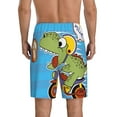 thumbnail image 3 of Daiia Dinosaur Riding a Motorcycle Mens Woven Stretch Pajama Short,Short Pajama Pants-Medium, 3 of 9