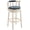 Cream+Blue, variant on Comfortable Cow Top Leather Upholstered Bar Stool with Swivel Function, Wooden Legs - Home Kitchen Counter Dining Room Restaurant - Study or Pub - 26