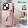 thumbnail image 3 of ELEHOLD Crossbody Wallet Case for iPhone 14 6.1",Premium Leather Case with Card Holders Zipper Pocket Metal Snap Stand Function Detachable Shoulder Strap Luxury Case for Women,Rosegold, 3 of 8