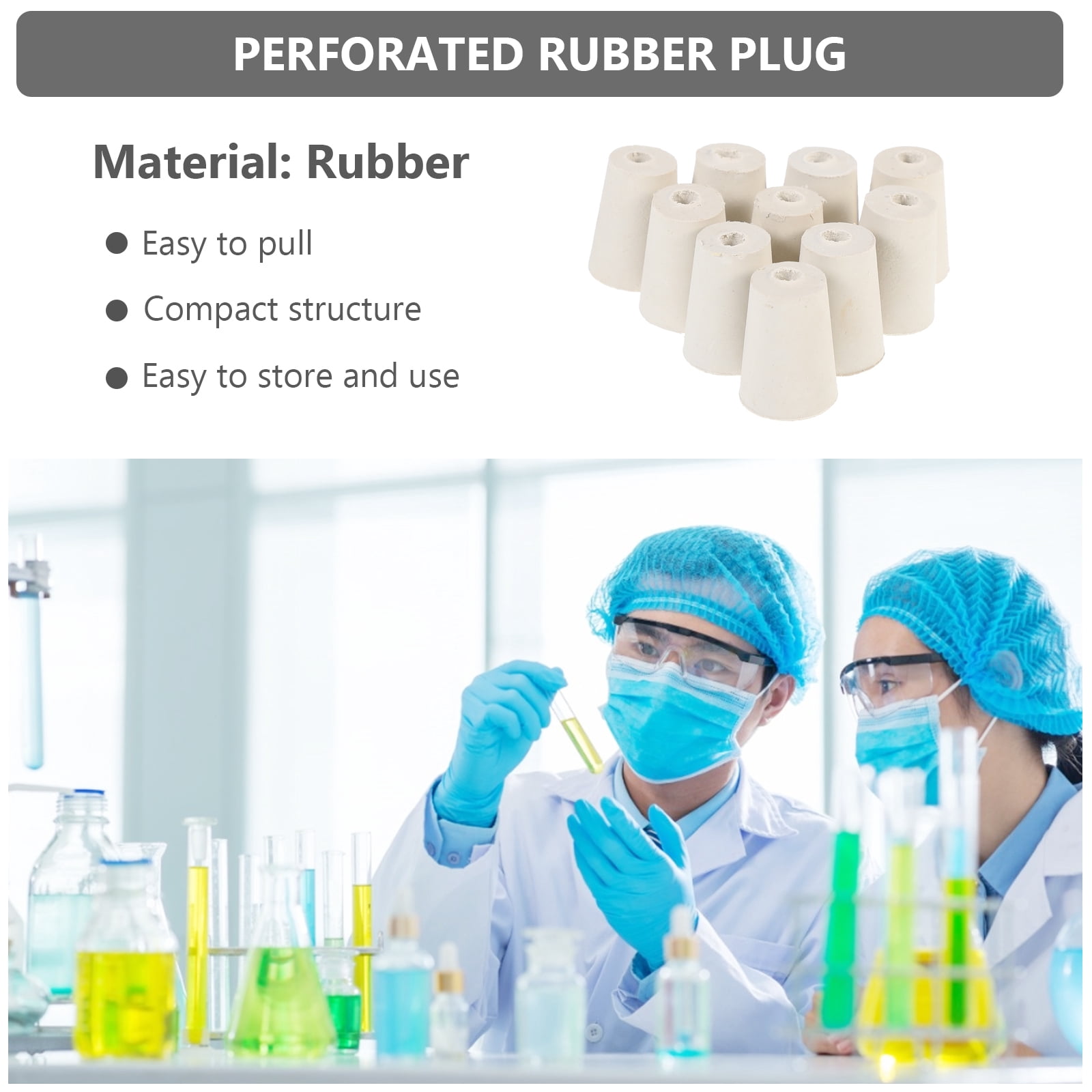 Laboratory Stoppers 32-Piece Solid Rubber Stopper Set - 13 Sizes #000 ...