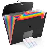 Expanding File Folder 13 Pocket A4 Letter Size File Organizer, Black