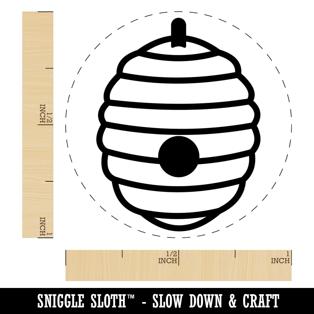 Bee Hive Self-Inking Rubber Stamp Ink Stamper - Blue Ink - Medium 1 Inch