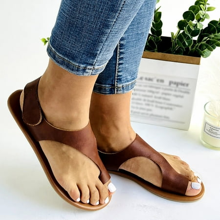 

Ykohkofe Women Shoes Flat Bottomed Shoes Open Toe Strap Button Flat Bottomed Women Sandals