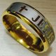 thumbnail image 1 of Anillo de acero de titanio inglés para hombres y mujeres, cruz cristiana, anillo de Biblia personalizado, anillo personalizado, anillo grabado, 1 of 4