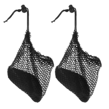 UPKOCH 2Pcs Small Net Bags With Drawstring Black Drawstring Mesh Bag For Sports Enthusiasts