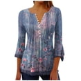 thumbnail image 2 of Long Sleeve Shirts Women Cotton Womens Fall Tops Clearance Under $5 Casual Collar Long Sleeve Loose T Shirt Sweatshirt, 2 of 5